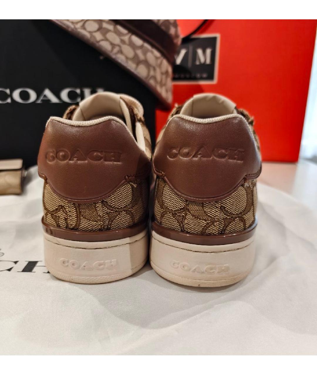 COACH Коричневые текстильные кеды, фото 9