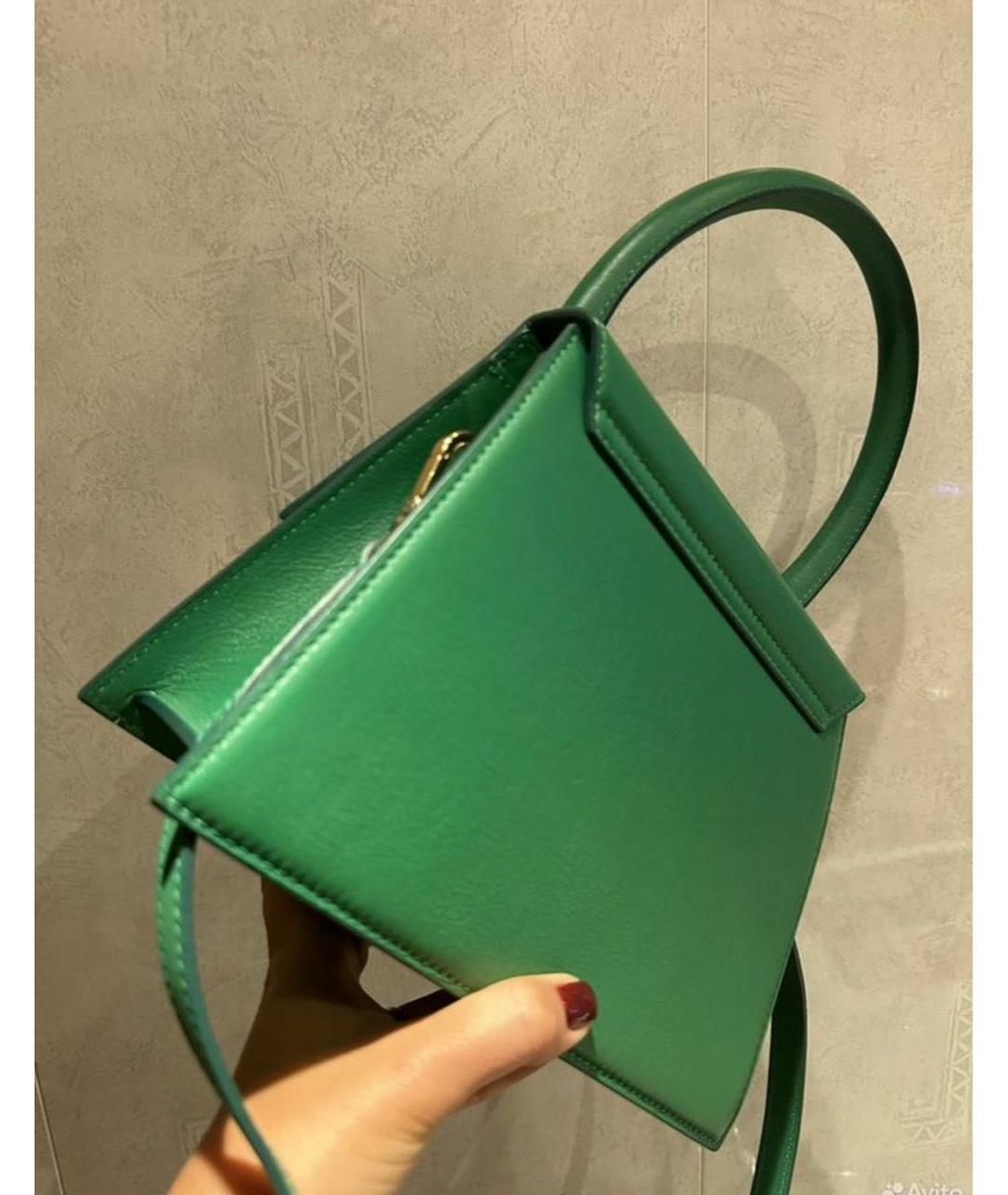 JACQUEMUS Зеленая кожаная сумка через плечо, фото 2