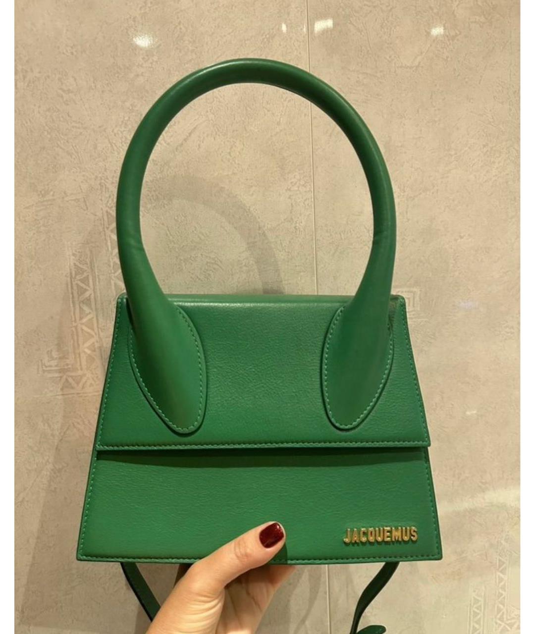 JACQUEMUS Зеленая кожаная сумка через плечо, фото 5