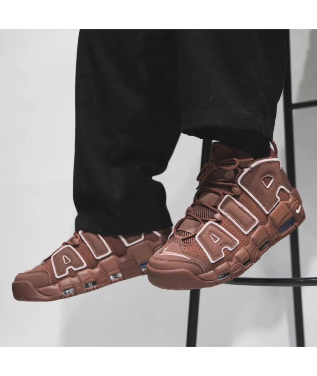 NIKE Коричневые нубуковые высокие кроссовки / кеды, фото 4