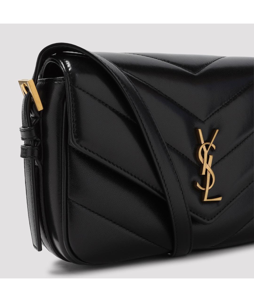 SAINT LAURENT Черная кожаная сумка через плечо, фото 4