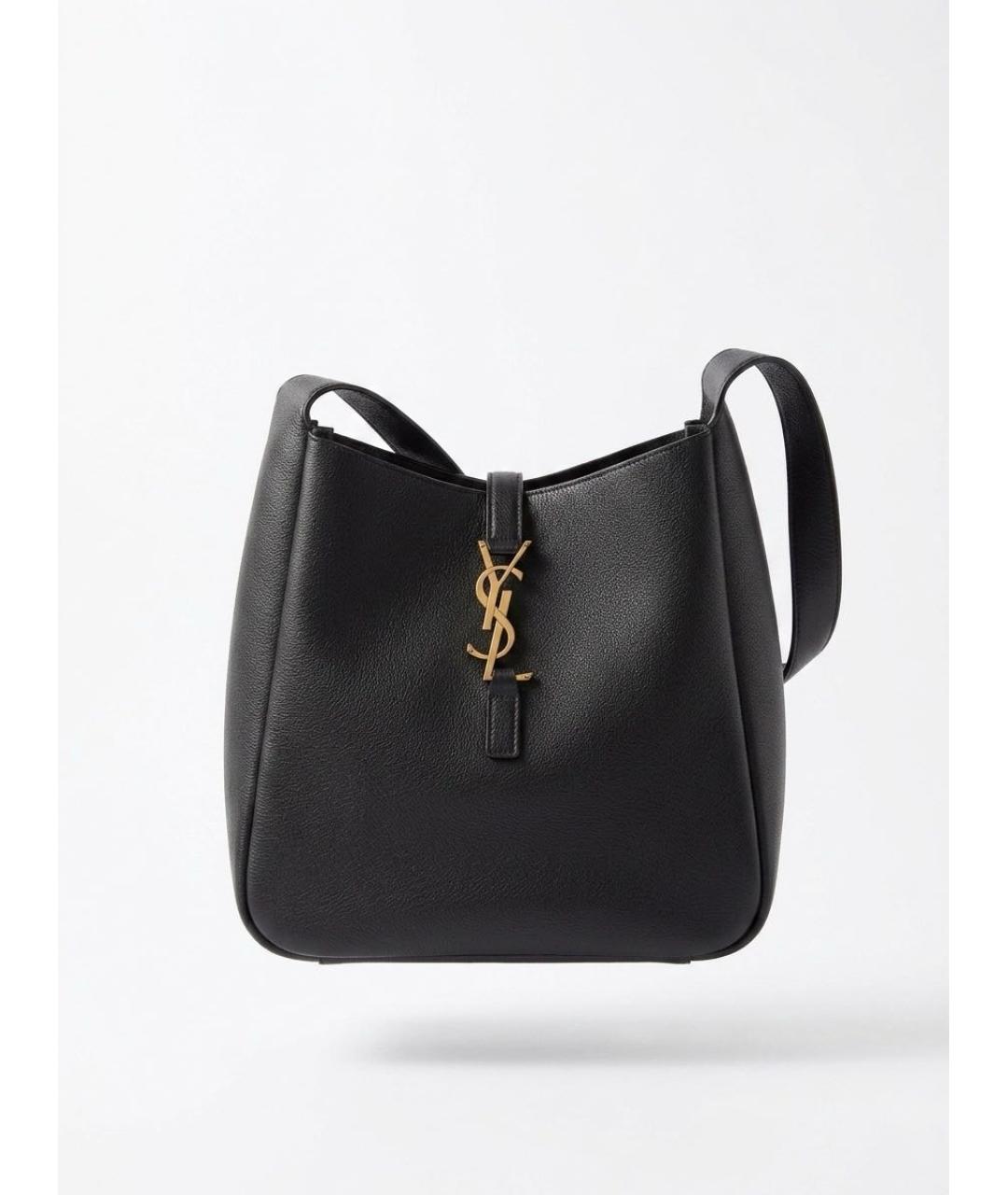 SAINT LAURENT Черная кожаная сумка с короткими ручками, фото 5