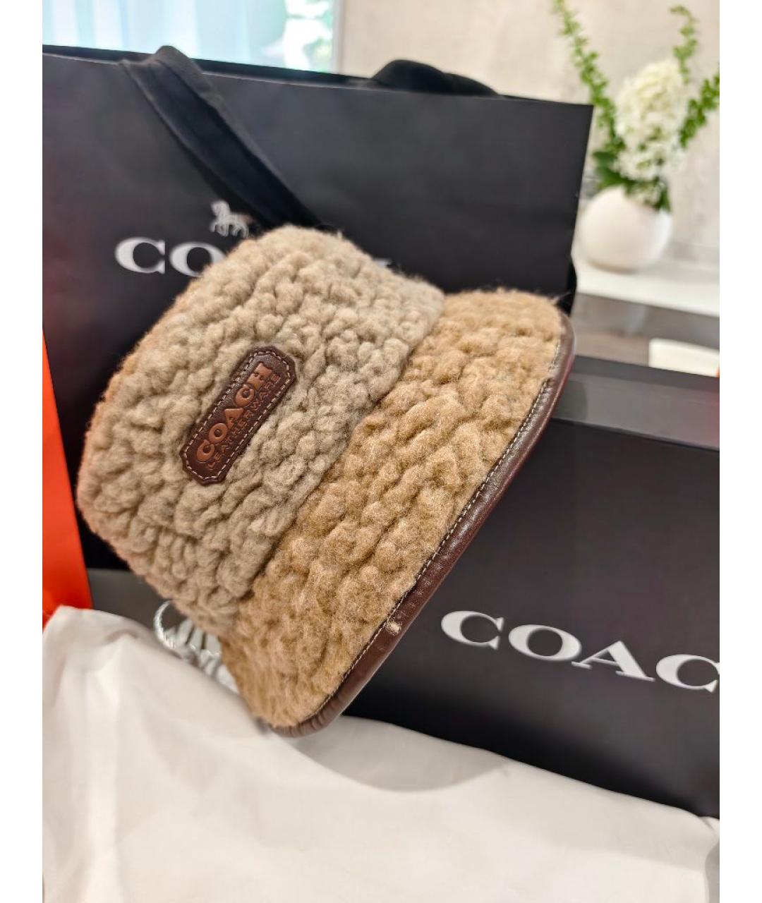 COACH Коричневая шерстяная панама, фото 2
