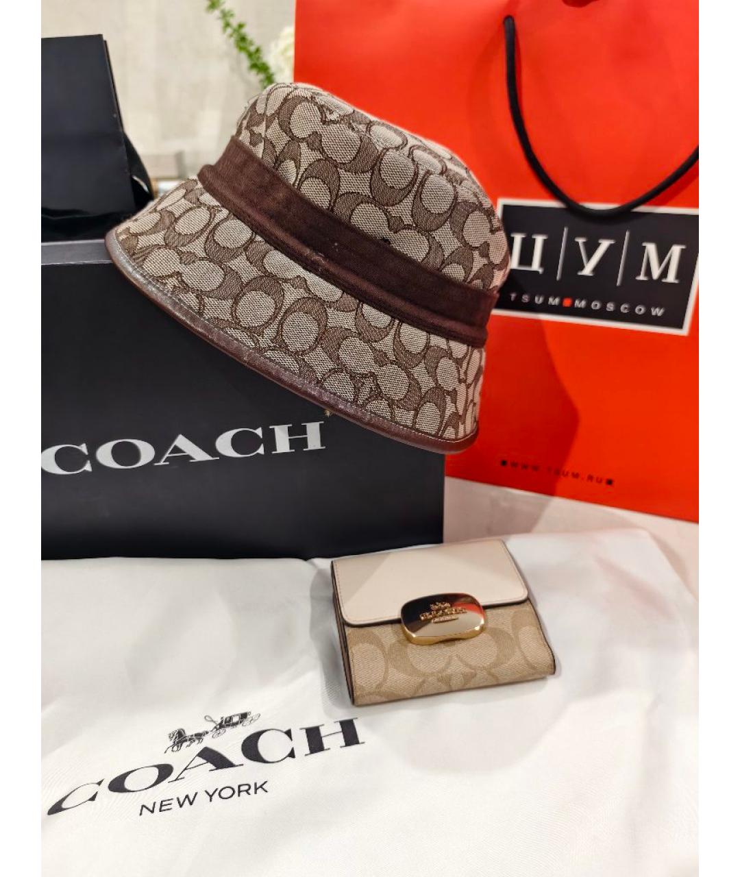 COACH Коричневая шерстяная панама, фото 5