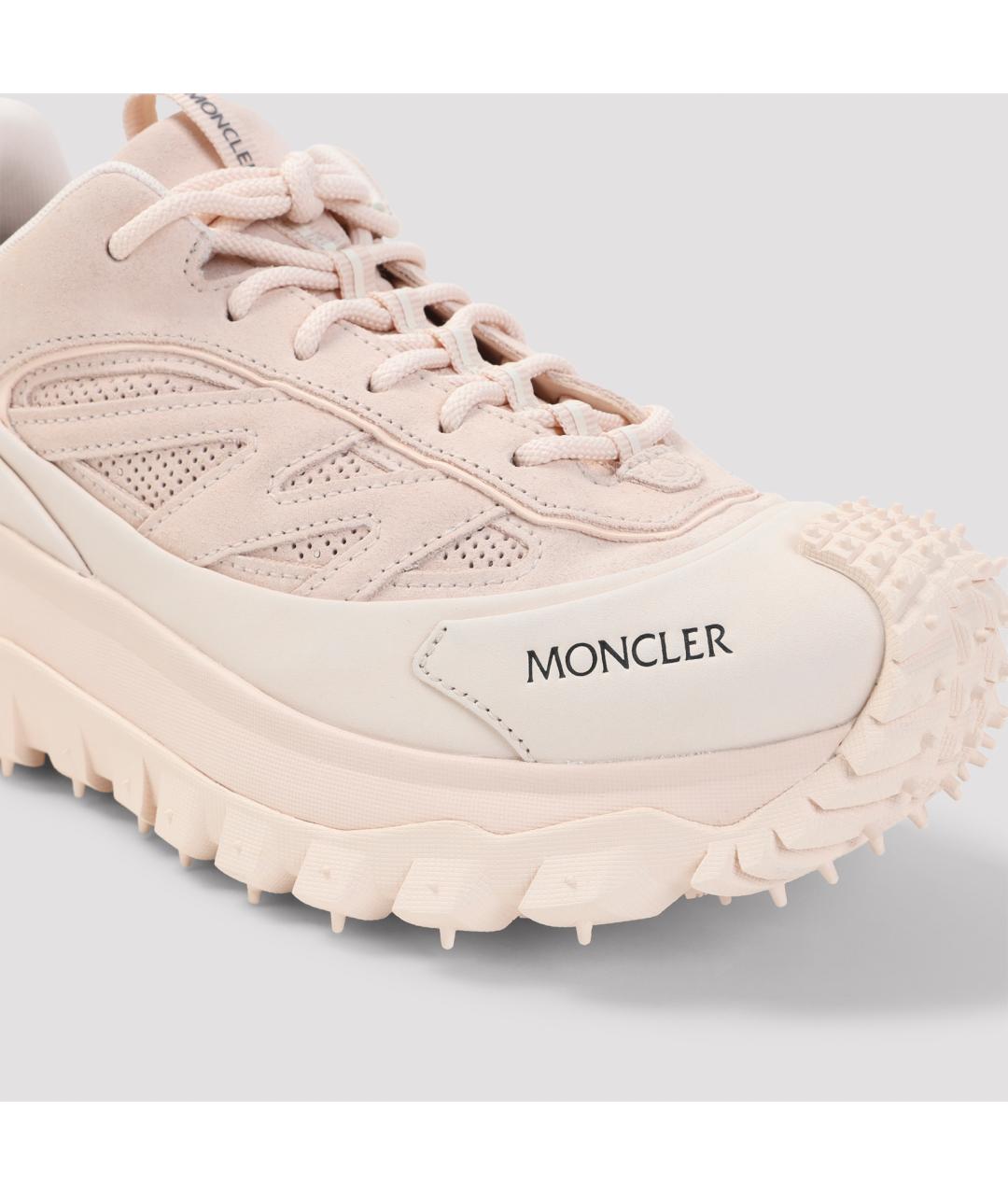 MONCLER Розовые кожаные кроссовки, фото 5