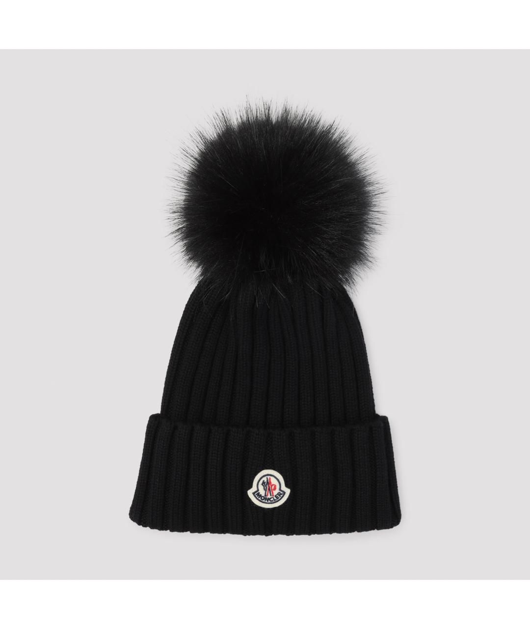 MONCLER Черная синтетическая шапка, фото 2