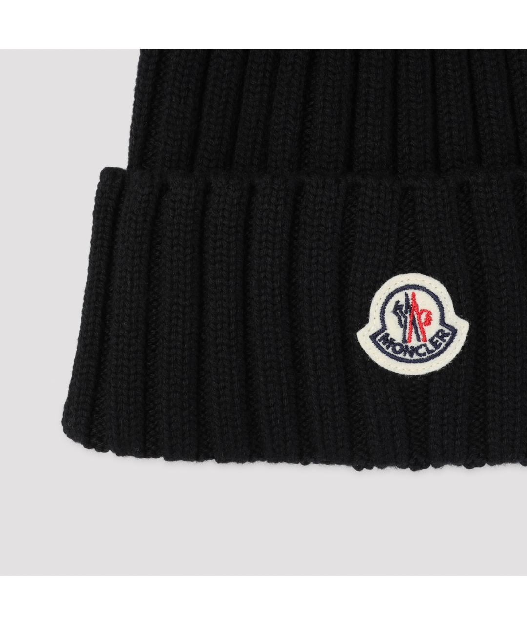 MONCLER Черная синтетическая шапка, фото 3