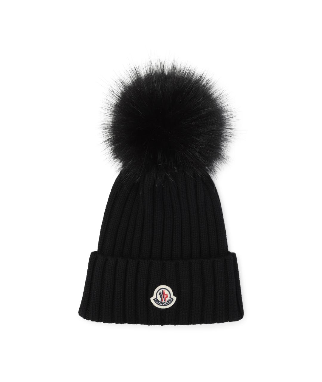 MONCLER Черная синтетическая шапка, фото 1