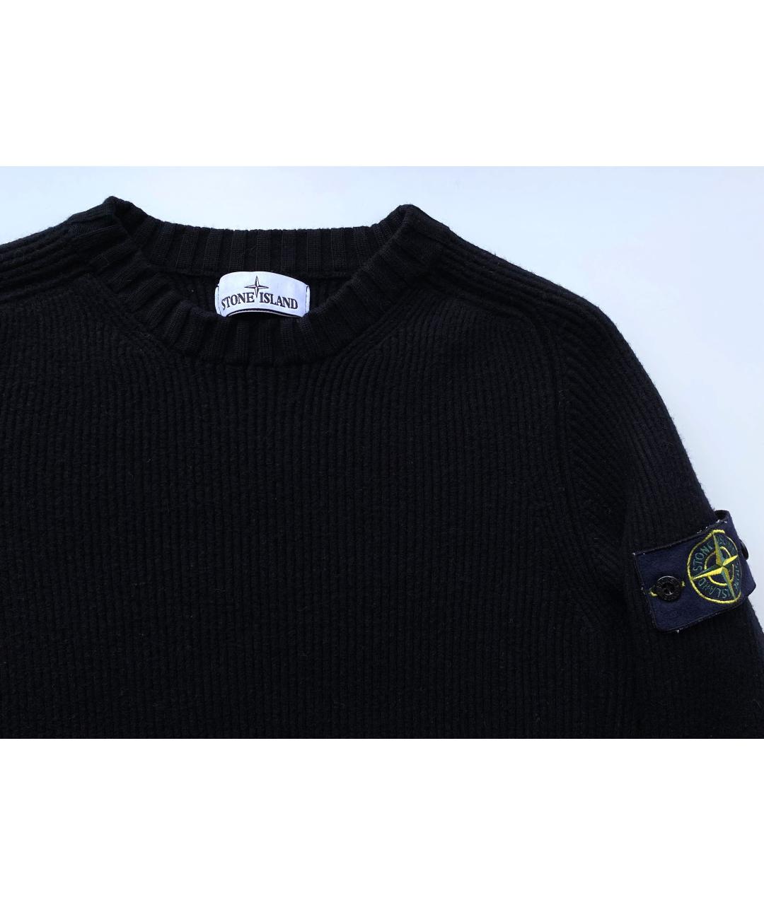 STONE ISLAND Черный шерстяной джемпер / свитер, фото 2