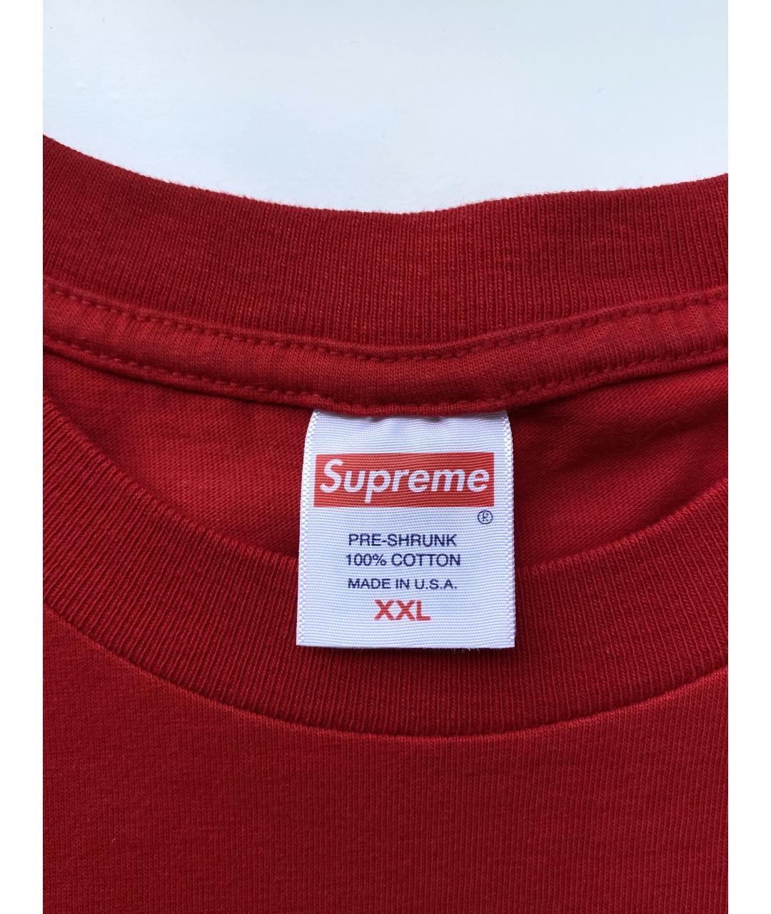SUPREME Красная хлопковая футболка, фото 7
