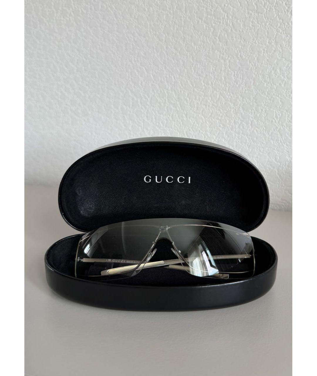 GUCCI Серебряные металлические солнцезащитные очки, фото 3