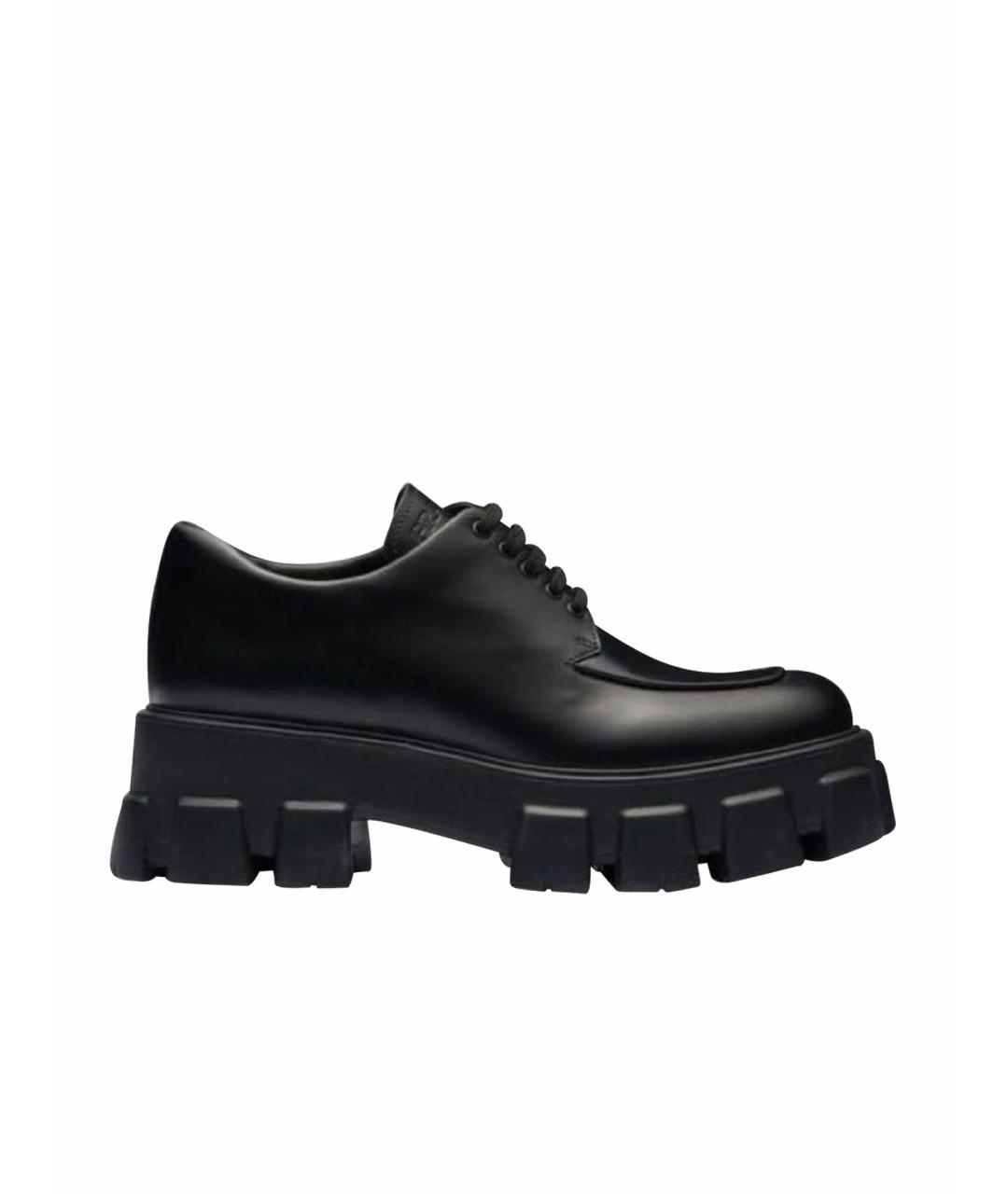 PRADA Черные кожаные ботинки, фото 1