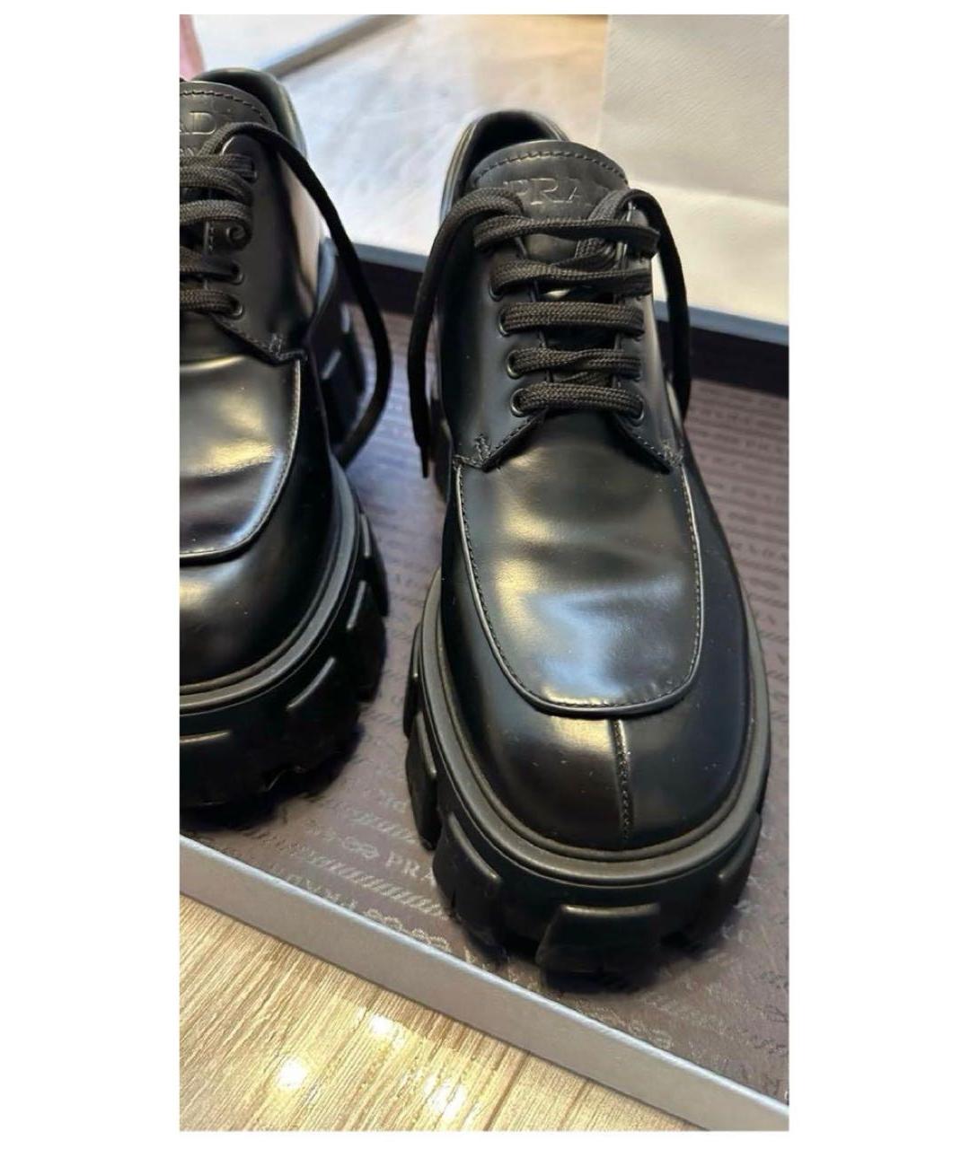 PRADA Черные кожаные ботинки, фото 2