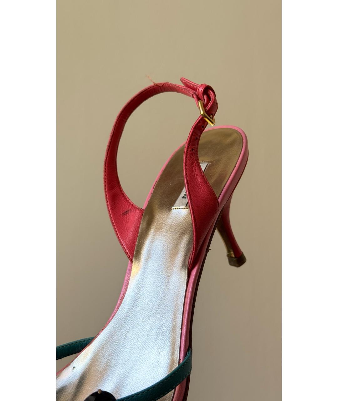 MIU MIU Розовые кожаные босоножки, фото 5
