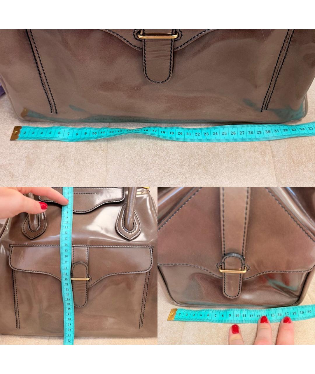 VALENTINO Коричневая сумка с короткими ручками из лакированной кожи, фото 5