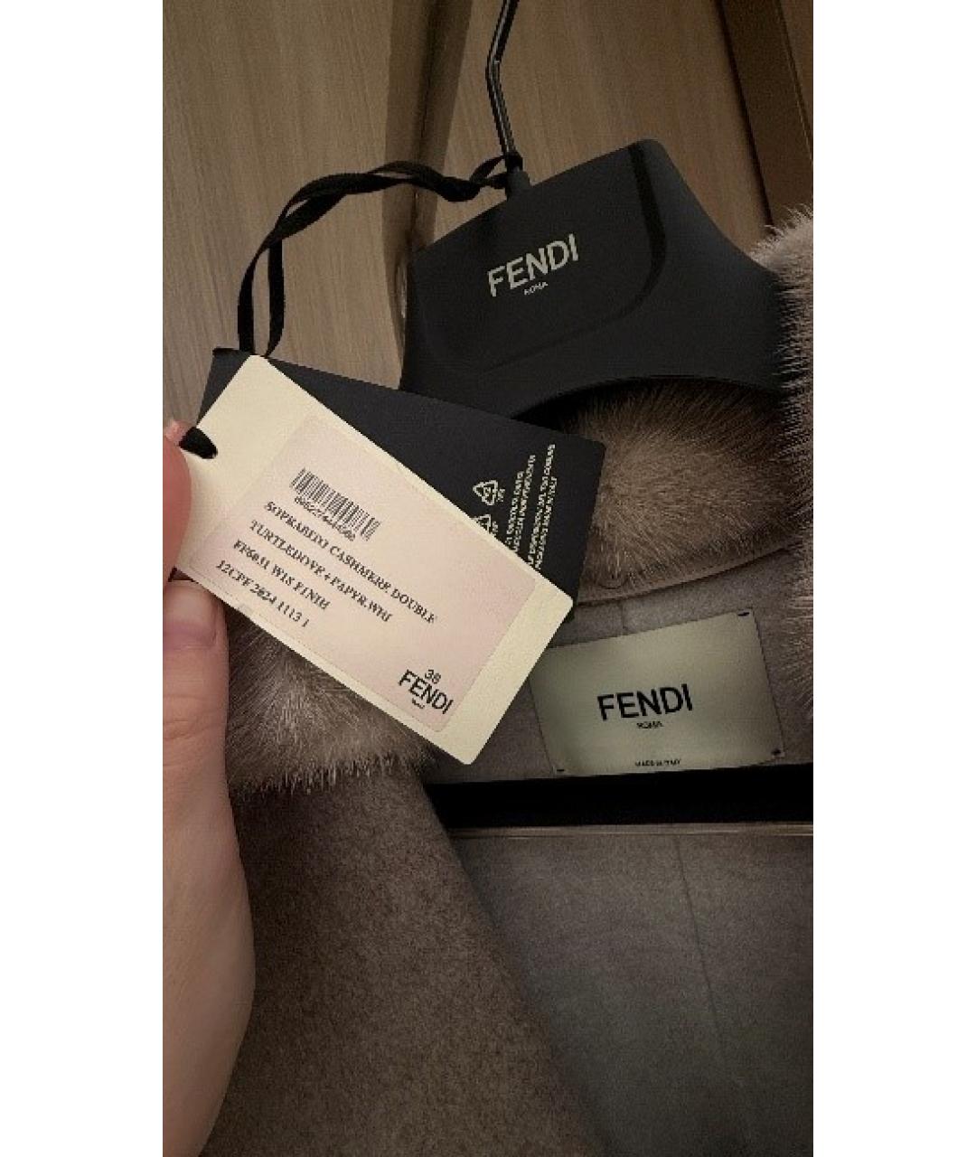 FENDI Серое кашемировое пальто, фото 7