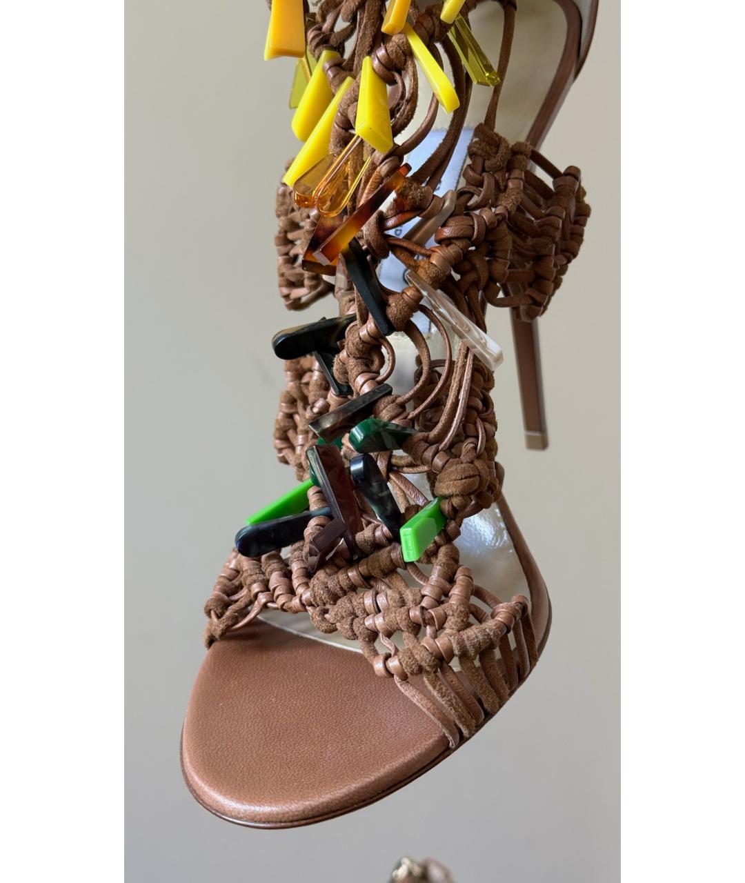 JIMMY CHOO Коричневые кожаные босоножки, фото 8