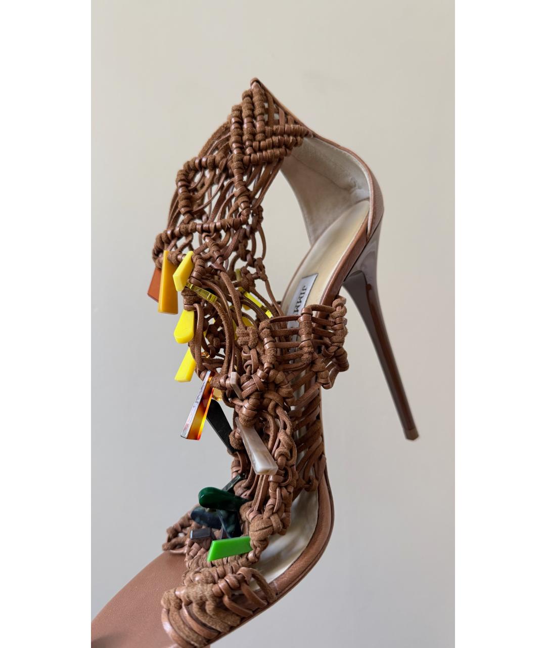 JIMMY CHOO Коричневые кожаные босоножки, фото 7