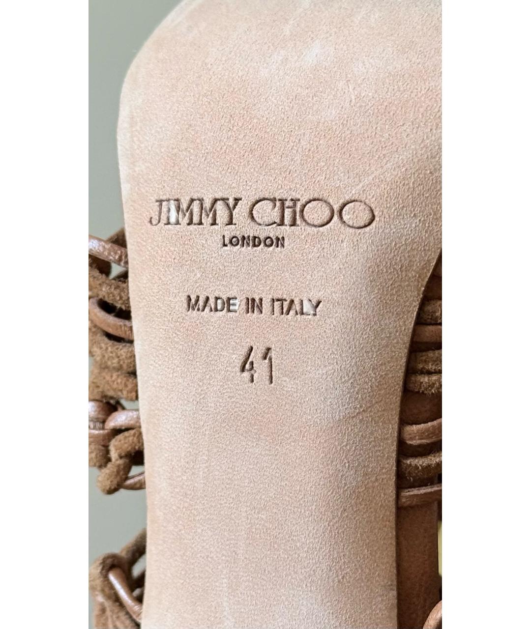 JIMMY CHOO Коричневые кожаные босоножки, фото 9