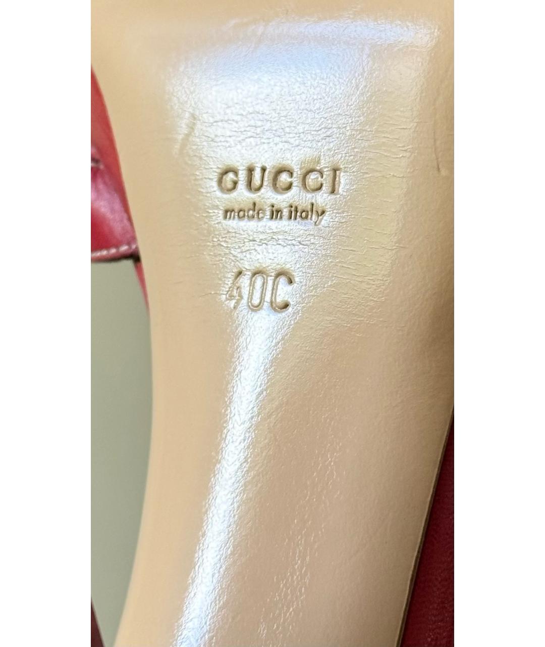 GUCCI Красные кожаные босоножки, фото 8