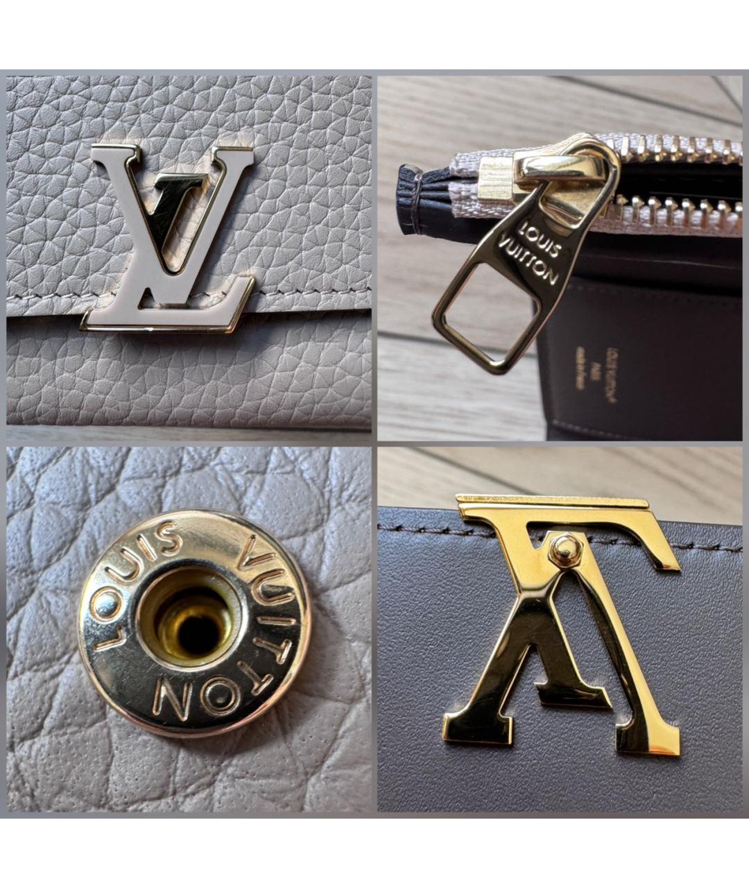 LOUIS VUITTON Бежевый кожаный кошелек, фото 2