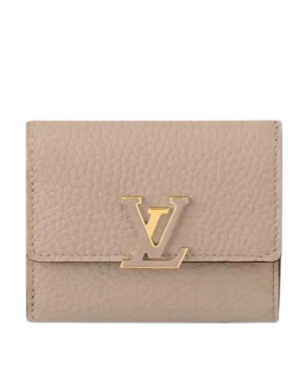 LOUIS VUITTON Бежевый кожаный кошелек, фото 1