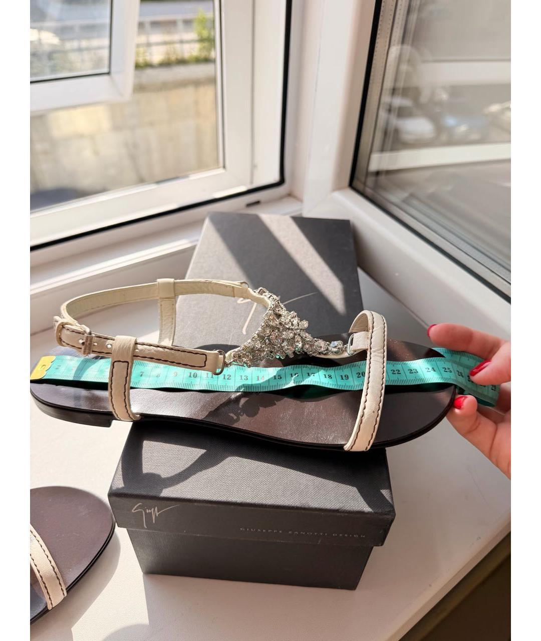 GIUSEPPE ZANOTTI DESIGN Белые кожаные босоножки, фото 5