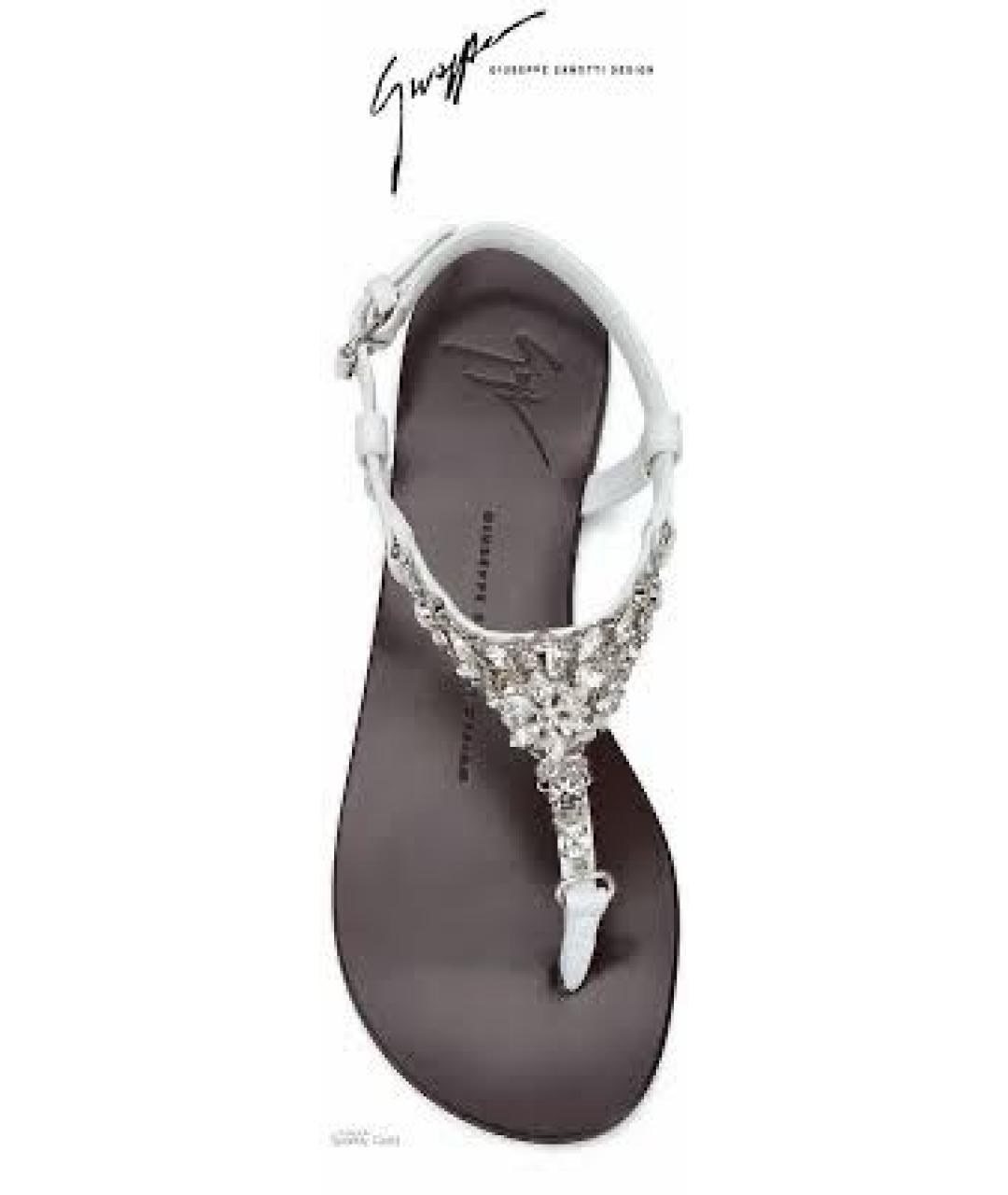 GIUSEPPE ZANOTTI DESIGN Белые кожаные босоножки, фото 8