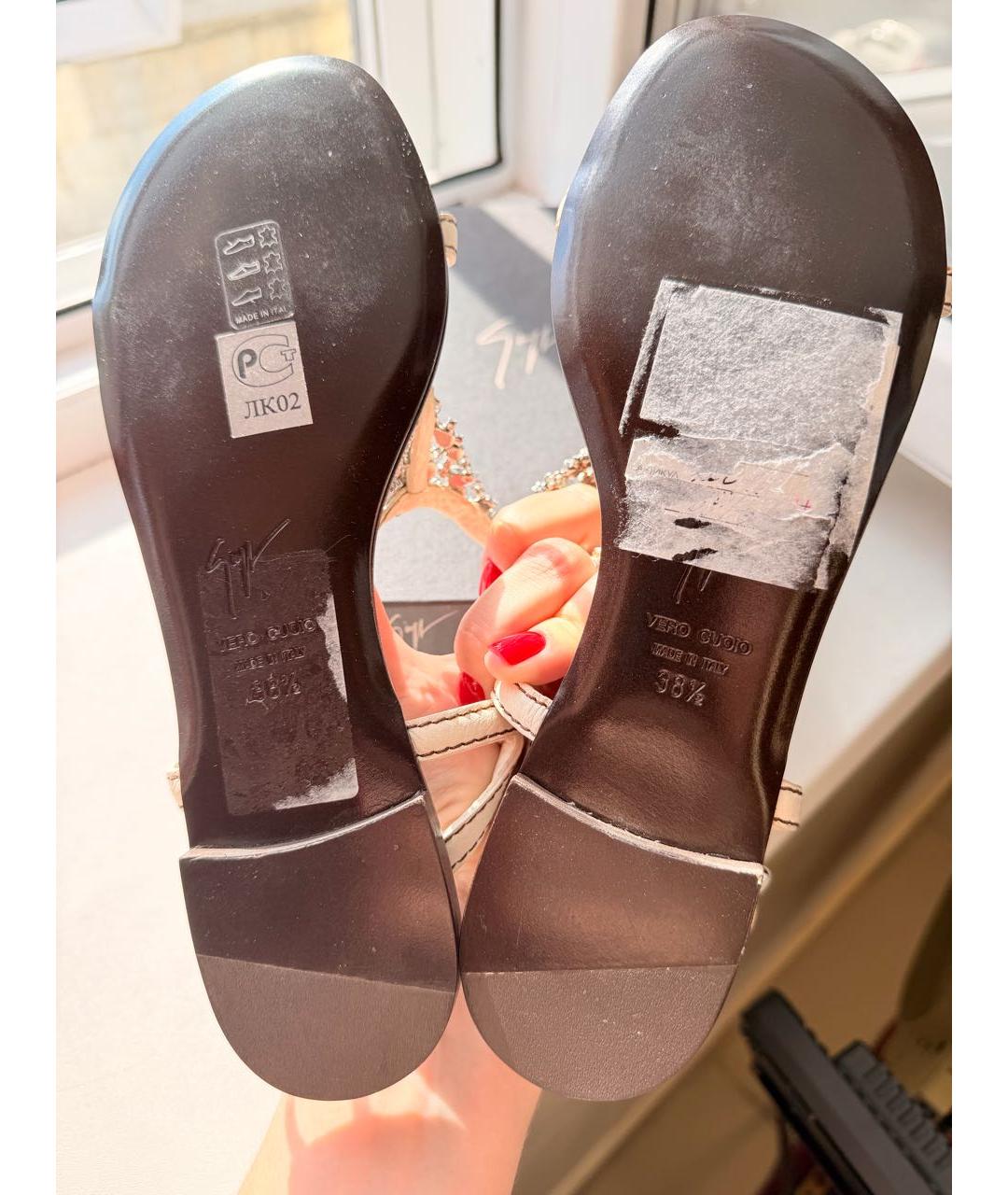 GIUSEPPE ZANOTTI DESIGN Белые кожаные босоножки, фото 4