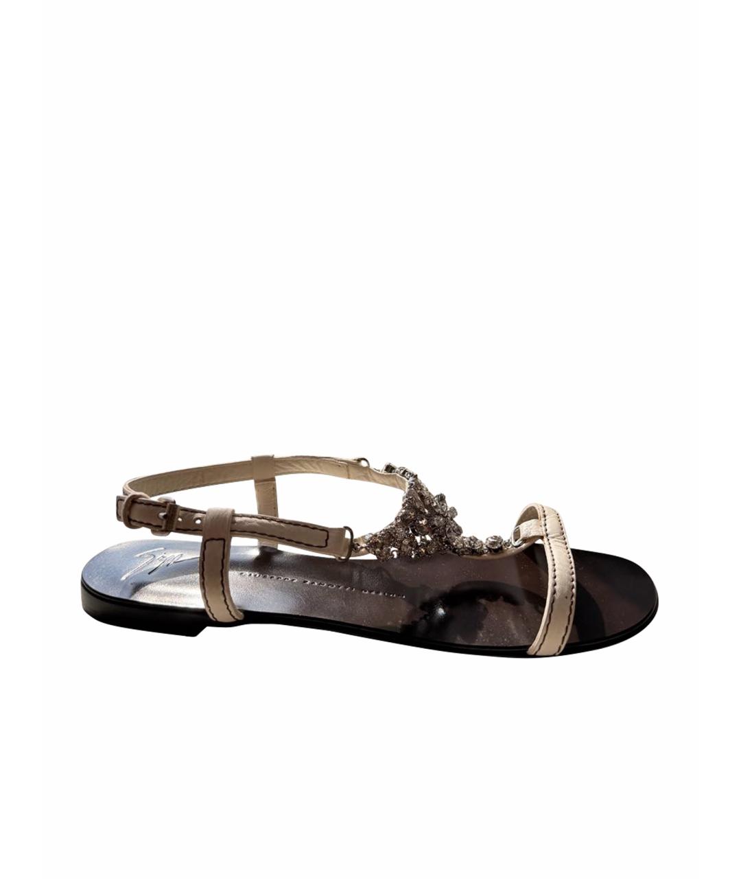 GIUSEPPE ZANOTTI DESIGN Белые кожаные босоножки, фото 1