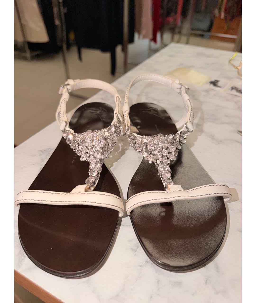 GIUSEPPE ZANOTTI DESIGN Белые кожаные босоножки, фото 6