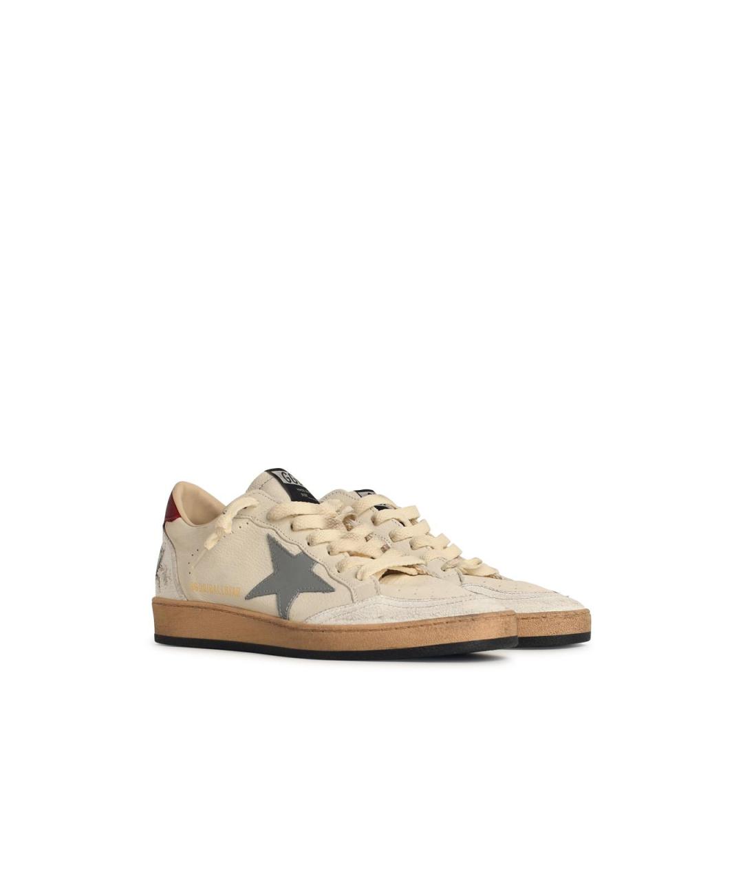 GOLDEN GOOSE Белые кожаные низкие кроссовки / кеды, фото 2