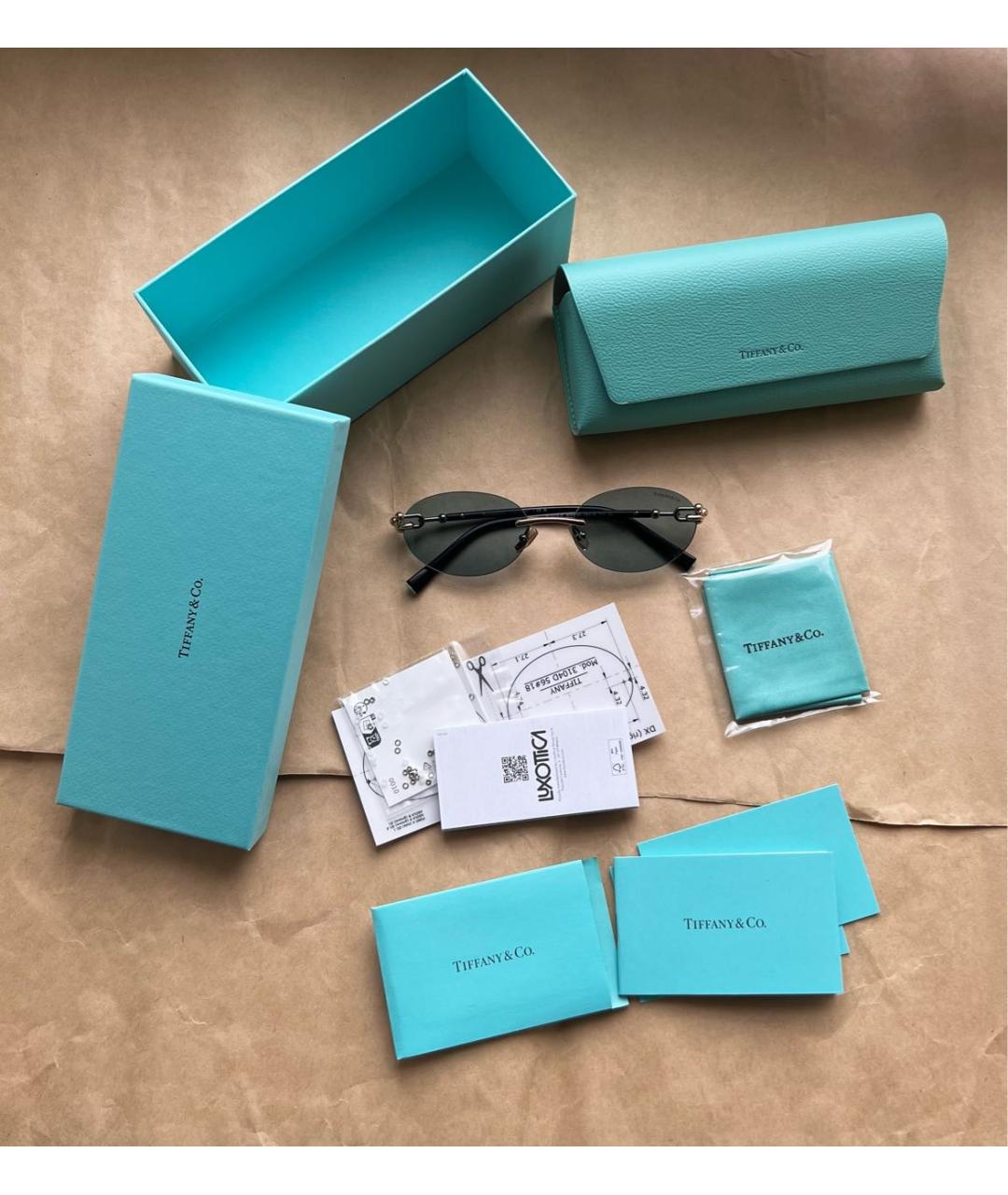 TIFFANY&CO Голубые металлические солнцезащитные очки, фото 3
