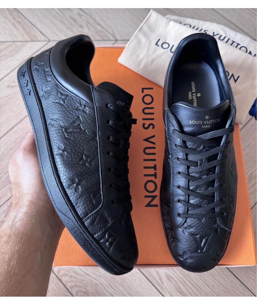 LOUIS VUITTON Черные кожаные низкие кроссовки / кеды, фото 2