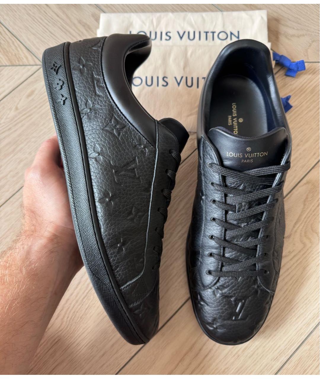 LOUIS VUITTON Черные кожаные низкие кроссовки / кеды, фото 9