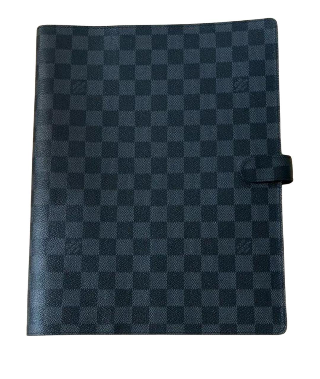 LOUIS VUITTON Антрацитовая кожаная папка для документов, фото 1