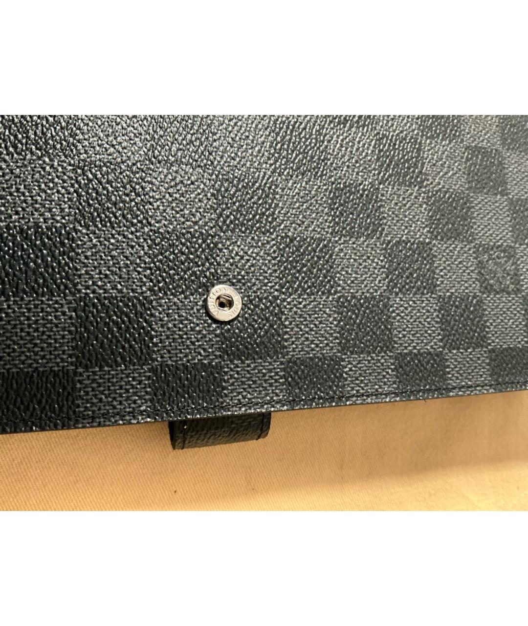 LOUIS VUITTON Антрацитовая кожаная папка для документов, фото 4