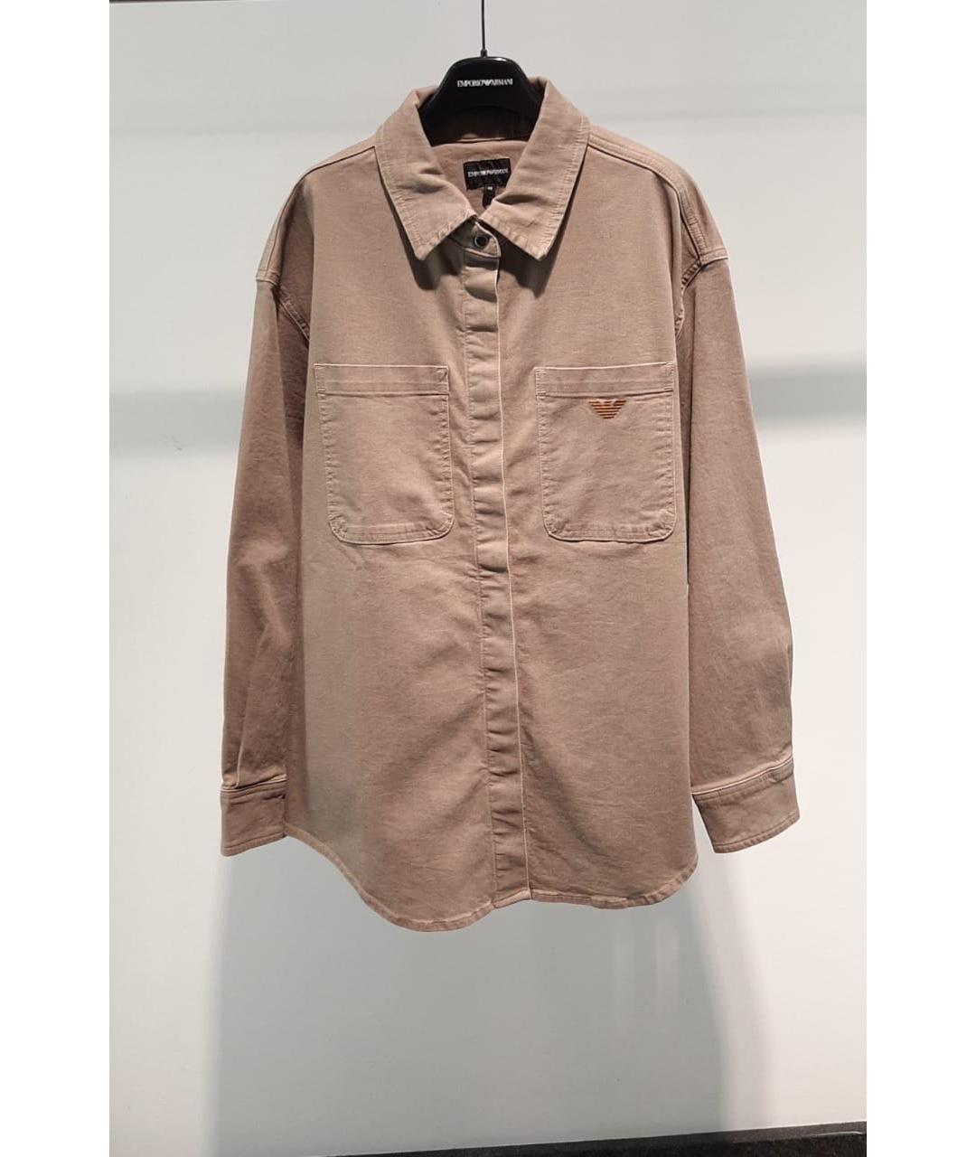 EMPORIO ARMANI Бежевая хлопковая рубашка, фото 3