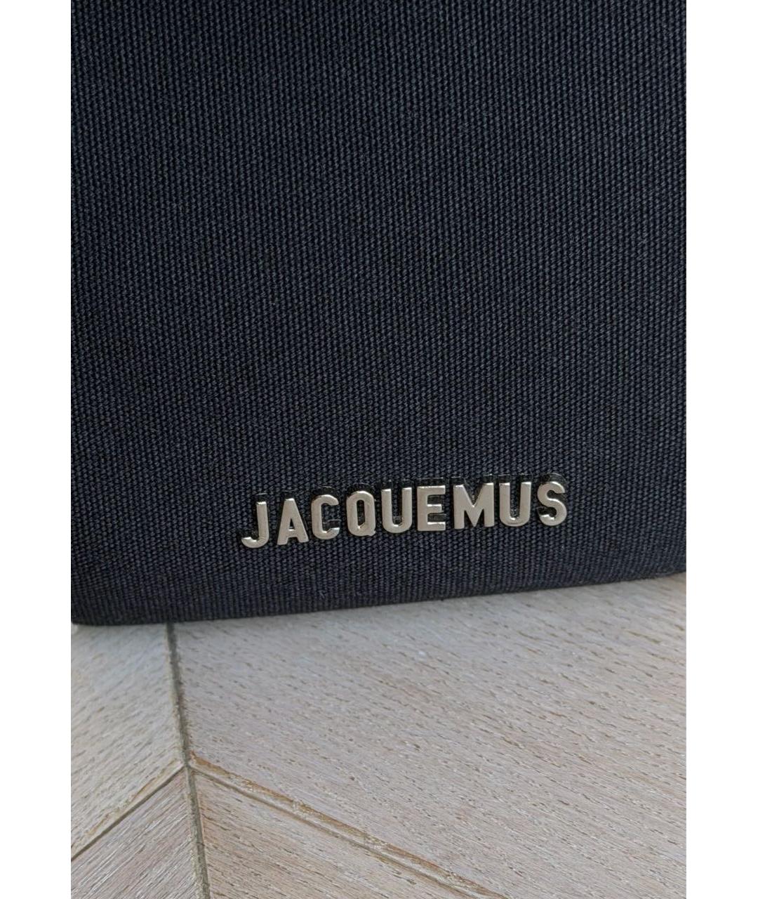 JACQUEMUS Черная сумка тоут из канвы, фото 5