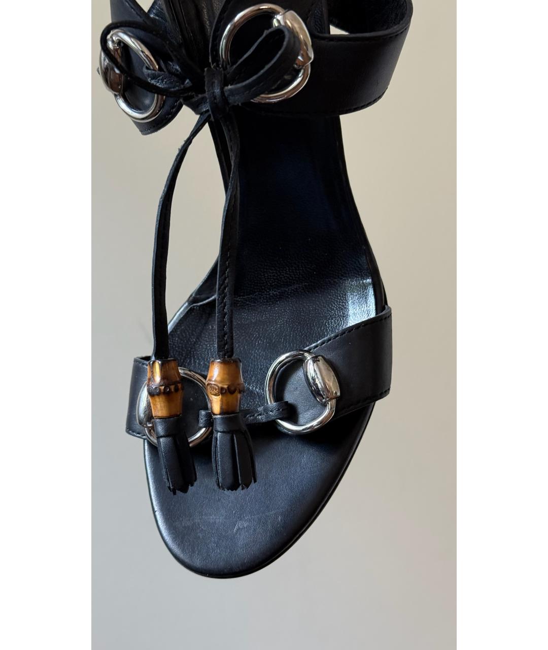GUCCI Черные кожаные босоножки, фото 7