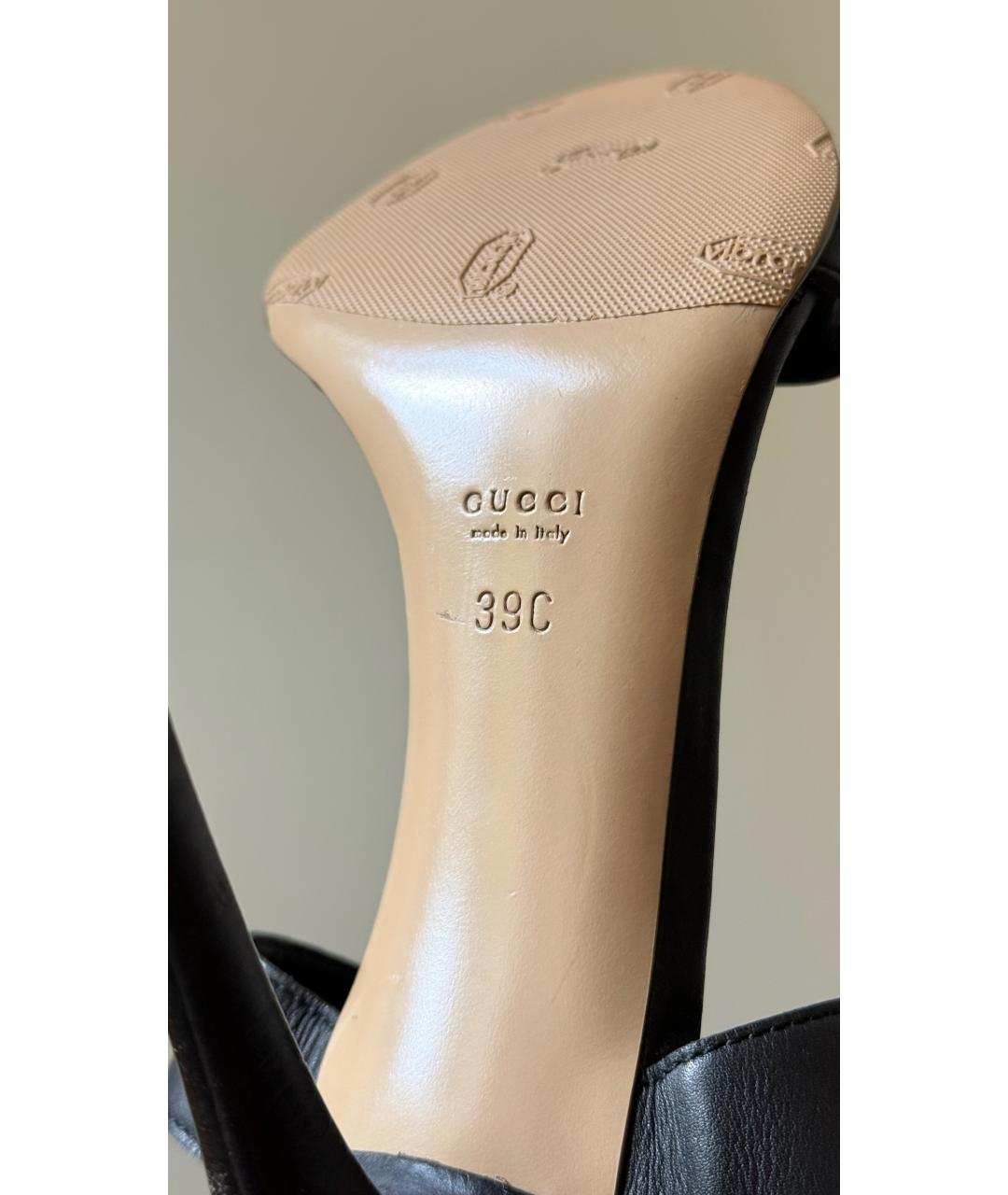 GUCCI Черные кожаные босоножки, фото 8