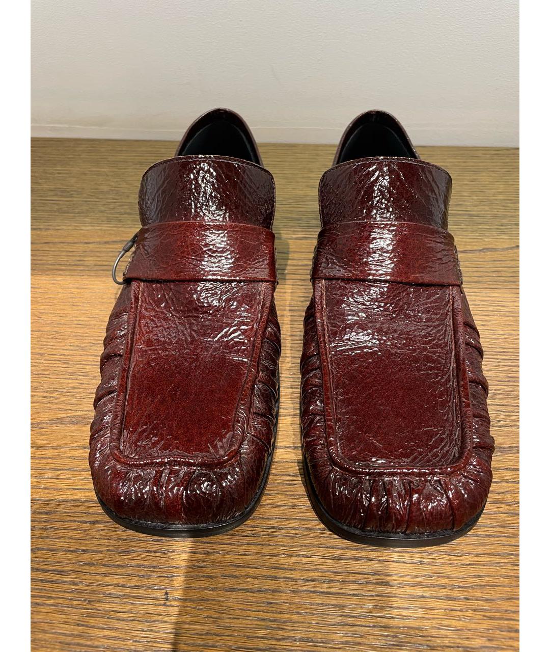 JIL SANDER Бордовые лоферы из лакированной кожи, фото 2