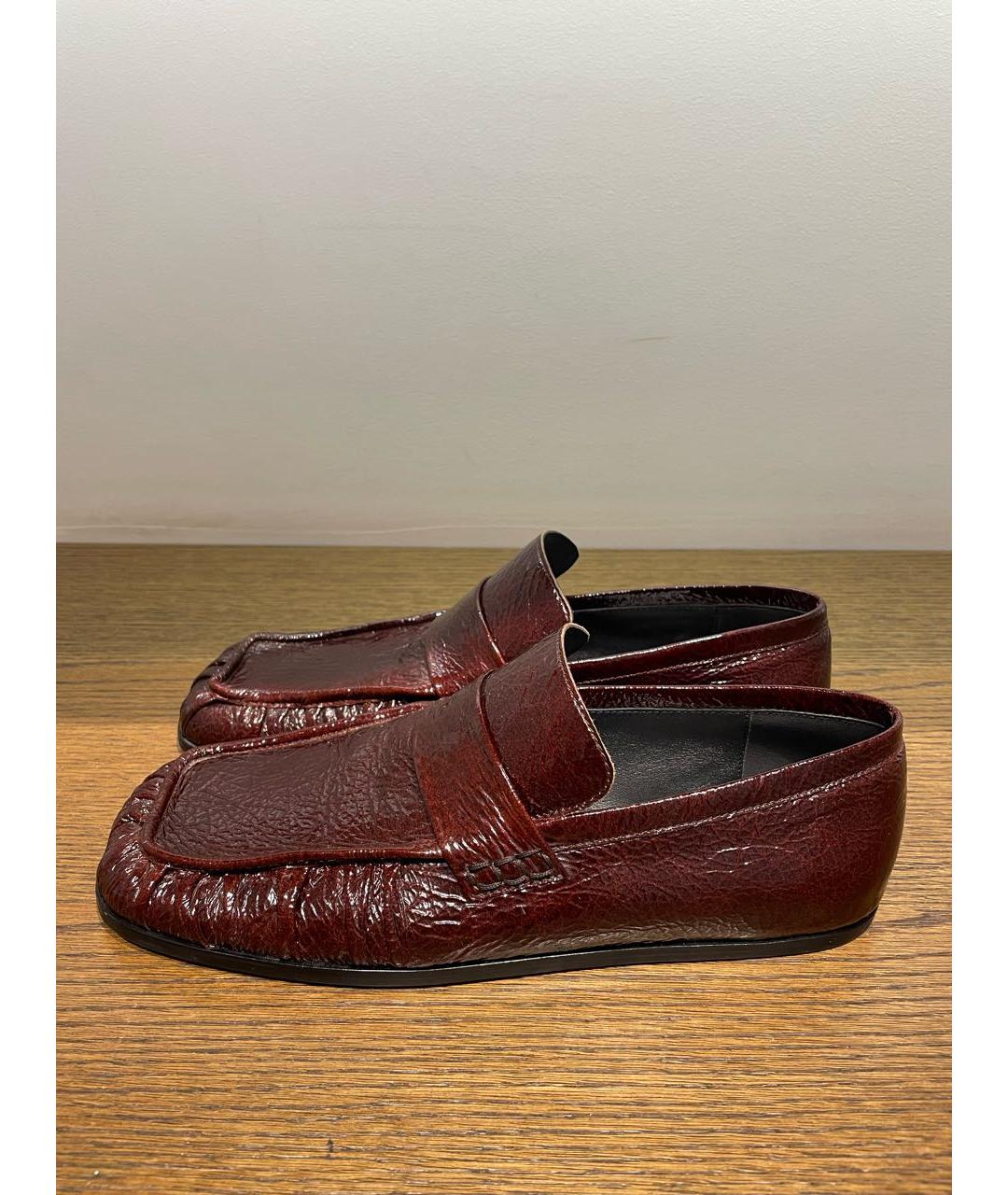 JIL SANDER Бордовые лоферы из лакированной кожи, фото 5
