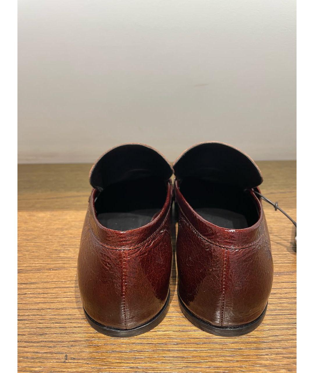 JIL SANDER Бордовые лоферы из лакированной кожи, фото 4