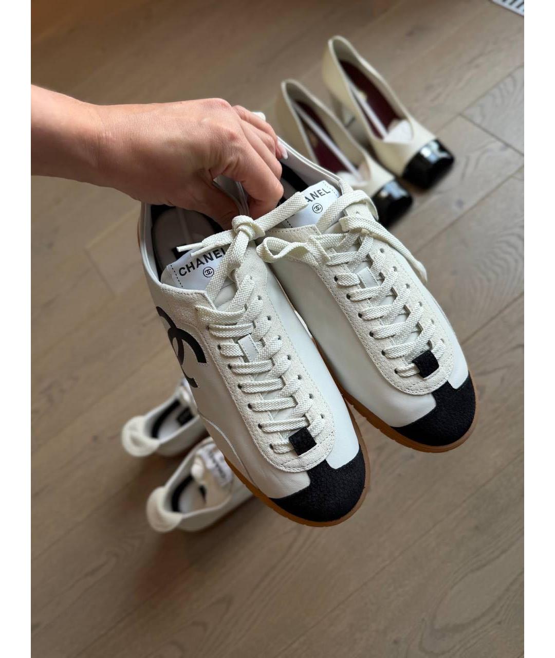 CHANEL Белые кожаные кеды, фото 5
