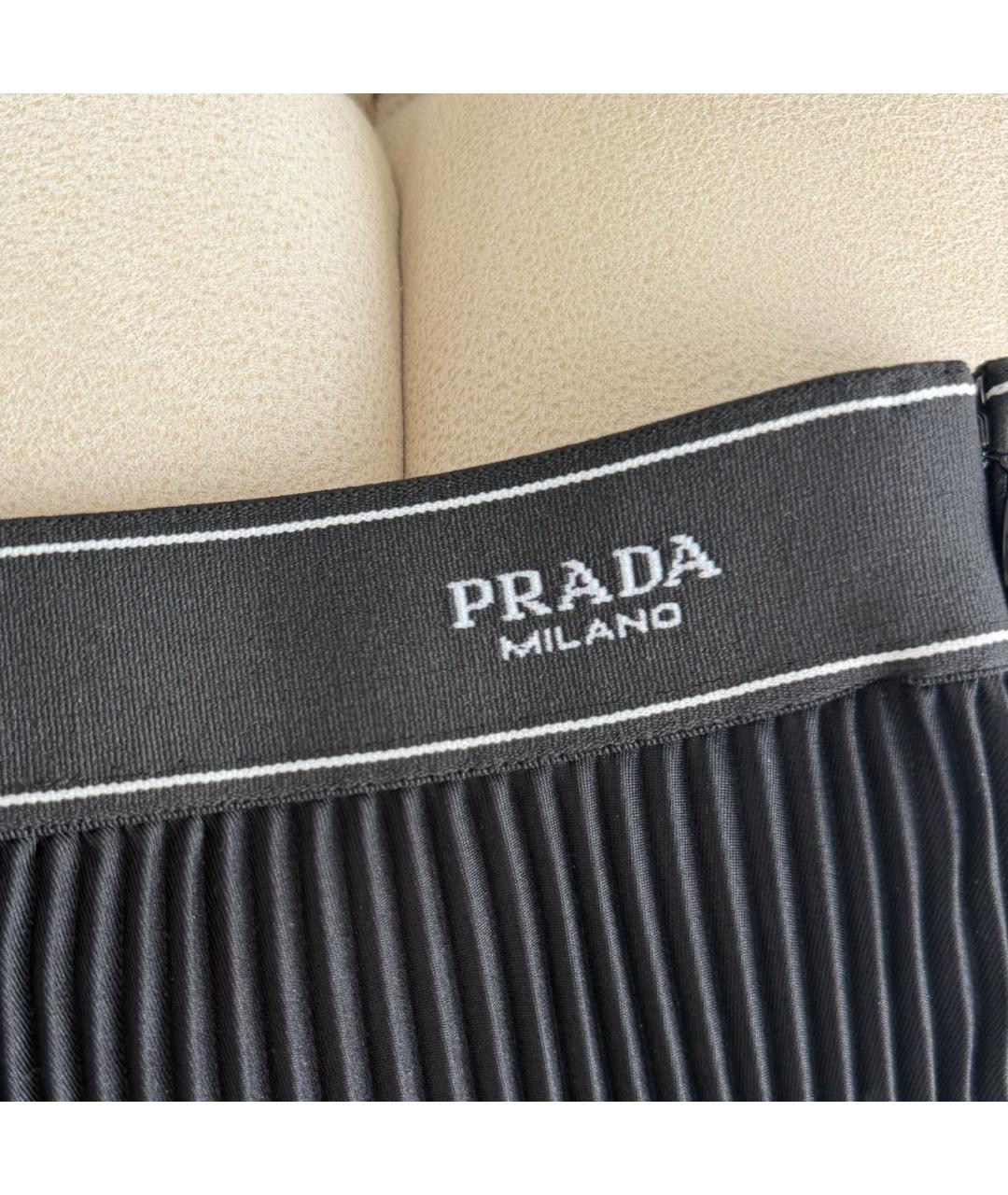 PRADA Черная полиэстеровая юбка миди, фото 2