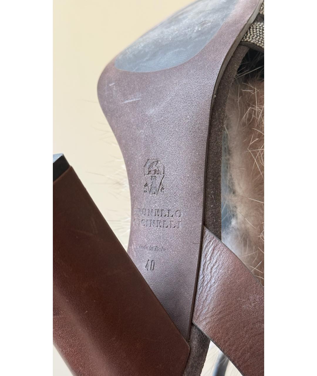 BRUNELLO CUCINELLI Коричневые босоножки, фото 8