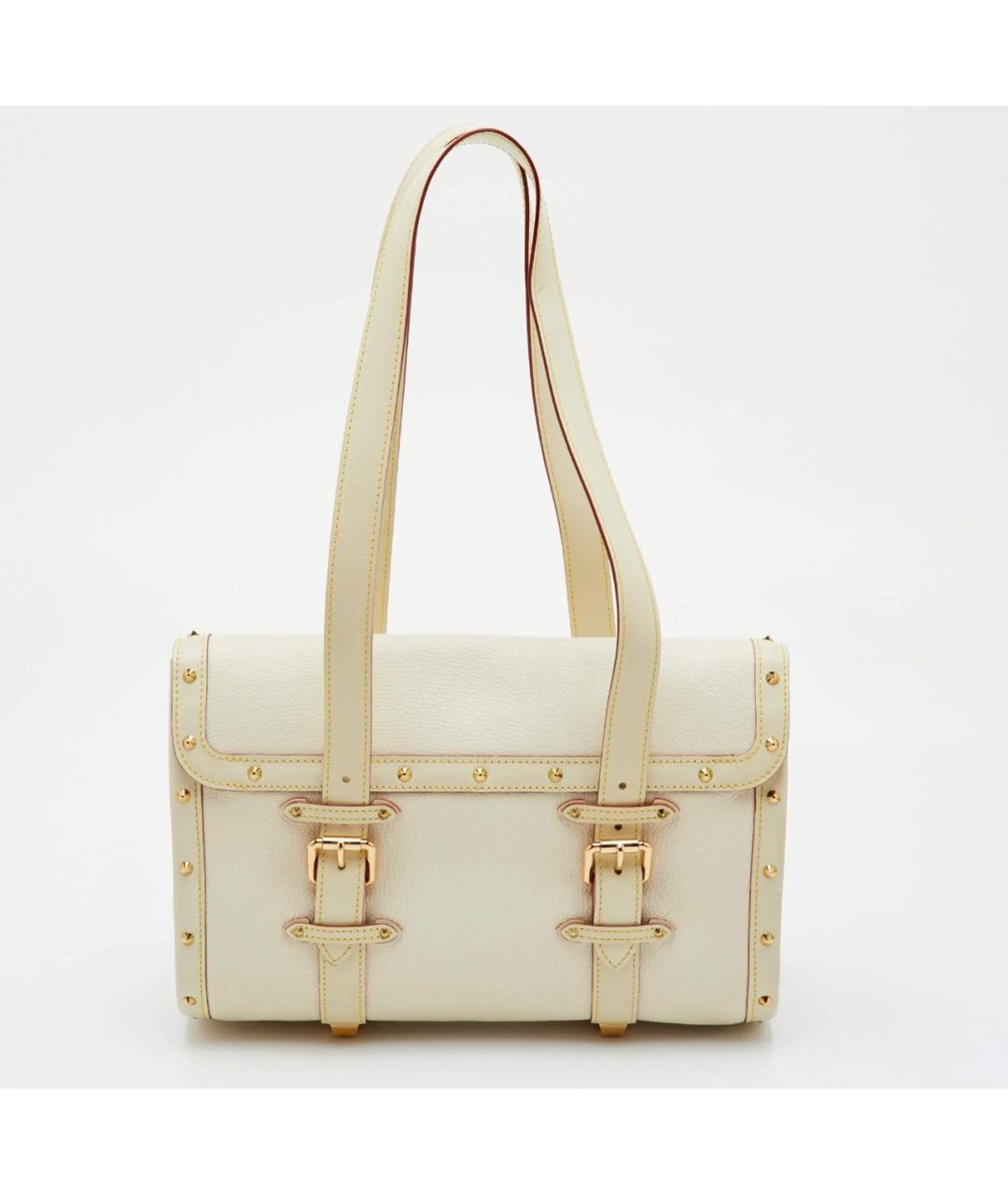 LOUIS VUITTON Бежевая кожаная сумка через плечо, фото 3