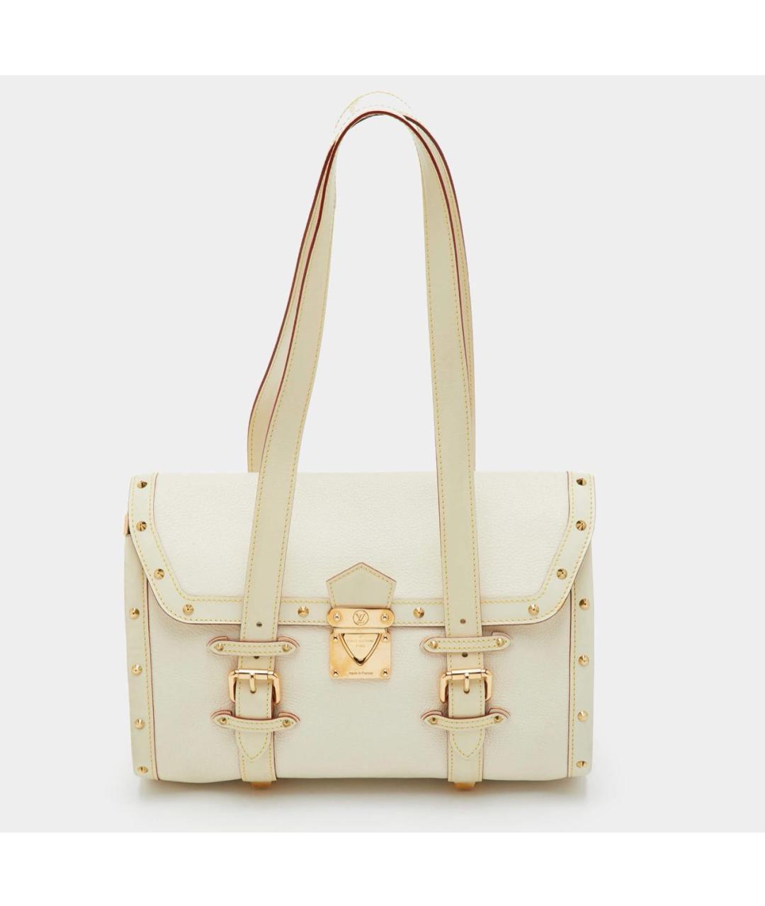 LOUIS VUITTON Бежевая кожаная сумка через плечо, фото 8