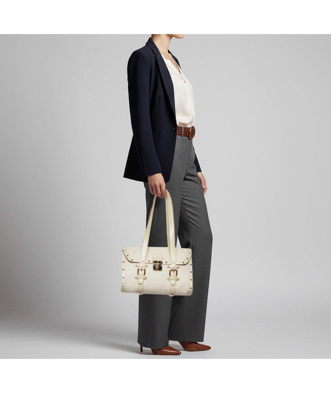 LOUIS VUITTON Бежевая кожаная сумка через плечо, фото 5